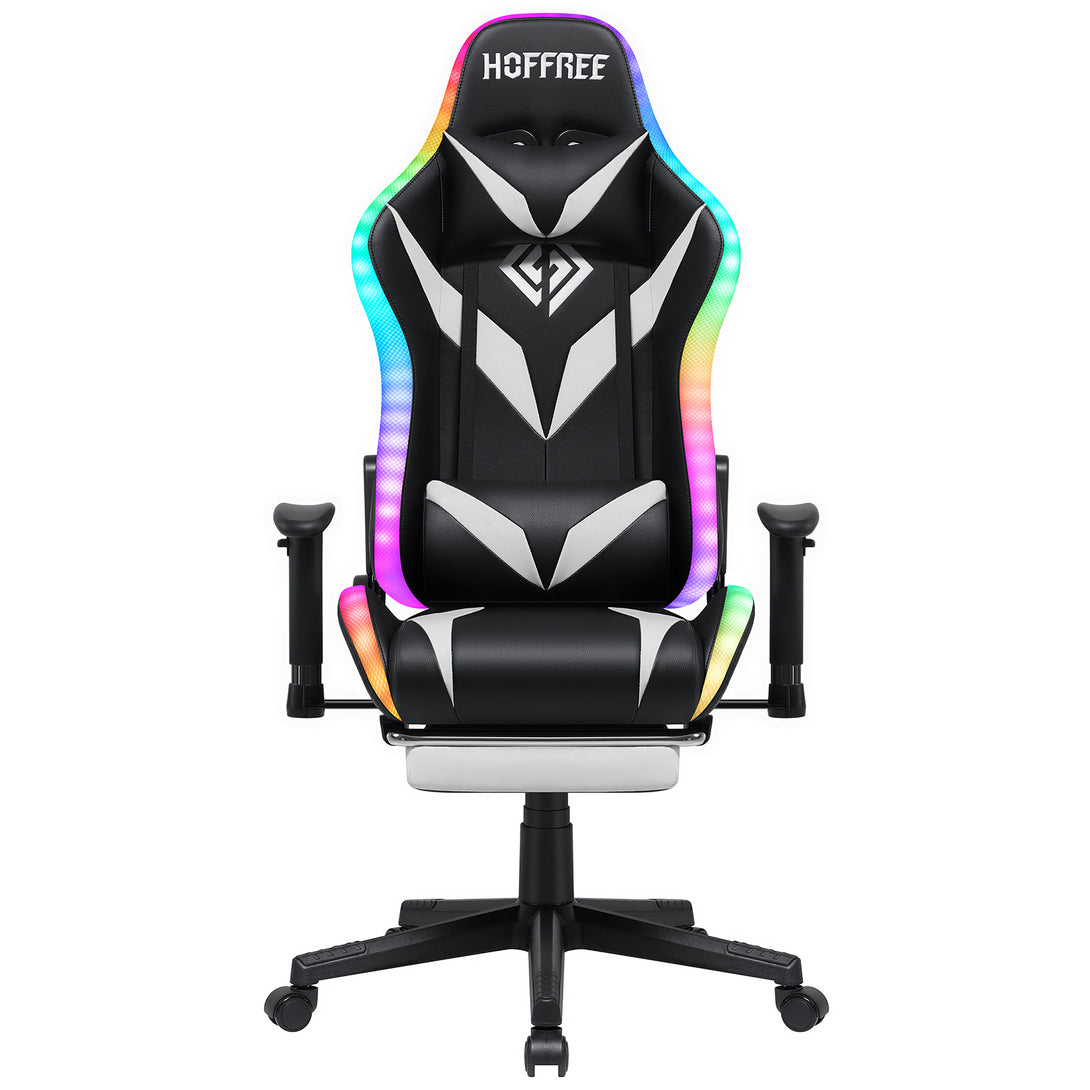 racing-style-v-look-gaming chairs-rgl203-black-and-white-front-view