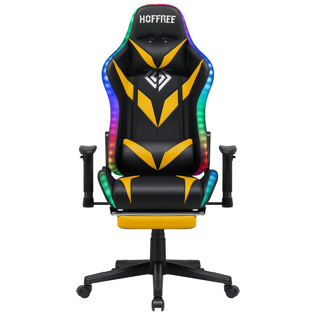 racing-style-v-look-gaming chairs-rgl203-black-and-yellow-front-view