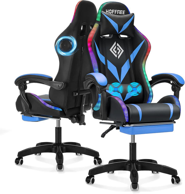 victory-series-ergonomic-gaming-chairs-lumbar-massage-bluetooth-control-flexible-adjustment-blue-black-front-view